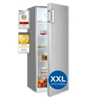 Exquisit Kühlschrank ohne Gefrierfach, 5 Ablagen, 242 Liter, Vollraumkühlschrank 143 cm hoch, KS5320-V-H-010E inoxlook