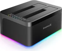 Inateck RGB Festplatten Dockingstation USB 3.0 mit Offline-Klonfunktion, für 2.5 u. 3.5 Zoll SATA HDDs und SSDs, UASP Unterstützt, Schwarz