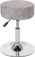 Stolička HWC-C22, sedací taburet make-up stolička, výškově nastavitelná Ø 35 cm  imitace semiše, vintage šedá