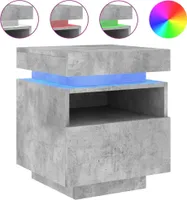 vidaXL Nachttisch mit LED-Leuchten Betongrau 40x39x48,5 cm