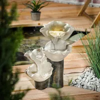 esotec Solarbrunnen für draussen | Lotus-Blume Kaskadenbrunnen outdoor 101329