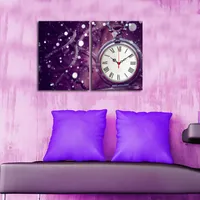 Opviq, 2P3040CS- CTY1657, Bunt, Wanduhren, 60 x 38 cm, 100% Wildleder -Leinwand