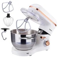 AREBOS Küchenmaschine 1500W mit 6L Edelstahl-Rührschüssel, Küchenmaschinen, inkl. Rührhaken, Knethaken, Schneebesen, Spritzschutz, 6 Geschwindigkeiten, Weiß