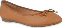 VAN HILL Damen Klassische Ballerinas Slippers Schleifen Schlupf-Schuhe 841217, Farbe: Hellbraun, Größe: 41