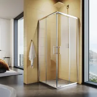 SONNI Duschkabine 76x76x185cm, doppel schiebetüren dusche einscheiben, ESG Glas Dusche eckdusche