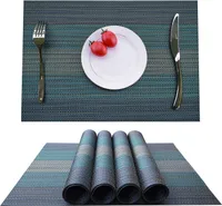 Platzsets (4er Set), Rutschfest Abwaschbar Tischsets,PVC Abgrifffeste Hitzebeständig Platzdeckchen,Schmutzabweisend und Waschbare,Platz-Matten für küche Speisetisch(Blau)