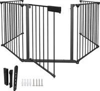 Kaminschutzgitter 5x Kamingitter 310x75cm Kinderschutzgitter Absperrgitter Schutzgitter Ofenschutzgitter Laufstall Türschutzgitter schwarz