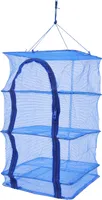 4 Schichten Faltbares Trocknungsnetz Kräuter Fisch  quadratisches Pflanzentrocknungsnetz Gemüsetrocknungskäfig (blau)