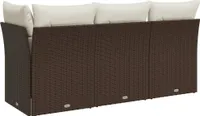 vidaXL Gartensofa mit Kissen 3-Sitzer Braun Poly Rattan