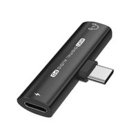 INF USB-C auf 3,5 mm Adapter für Kopfhörer und Ladegerät Schwarz