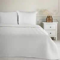 Decke Tagesdecke Bettüberwurf Lein-Optik 3 weiß 170x210 cm cm weiß