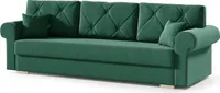 Komfortables 3-Sitzer Schlafsofa GLAMOUR mit Bettzeugablage und mit automatischer Klappvorrichtung, Stoff: Kronos 19, Besätze und knöpfe: Schwarz