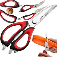Küchenschere Multifunktionsschere Schere Öffner Scharfe Küchenschere aus Edelstahl Geflügelschere Flaschenöffnung Kochschere Haushaltsschere Retoo