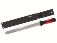 Dämmstoffmesser 270 mm doppelschneidig, rostfreie Klinge, inkl. Messerscheide mit Gürtelschlaufe und Befestigungsriemen mit Klettverschluss