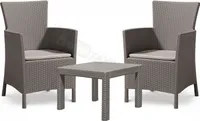 Allibert by Keter Lounge Set Rosario Balcony 2x křeslo a 1x stůl, ratanový vzhled, plast, cappuccino, včetně pískových polštářů, ideální na balkon, terasu nebo zahradu, odolný proti povětrnostním vlivům a UV záření