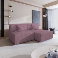 Masseno Ecksofa FIORO P mit Schlaffunktion L-Form, Sofa mit Bettkasten, Wohnzimmersofa, Couch, Soffa, Bettsofa, Couchgarnitur- Lila, POSO 130