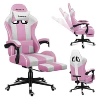 Huzaro Force 4.7 | Gaming Stuhl Bürostuhl Computerstuhl PC Chair | 90-140° Neigungswinkel Kopfstütze Lendenkissen Fußstütze Stoff | Rosa