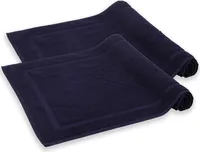 Komfortec Badvorleger Set 2 Teilig, Frottee Duschvorleger, Waschbar Duschmatte & Badteppich, 800 g/m² &100% Baumwolle, Saugfähig & Schnelltrocknend, 50 x 80 cm, Navy Blau