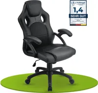 Juskys Racing Schreibtischstuhl Montreal (schwarz) - Gaming Stuhl ergonomisch, höhenverstellbar & gepolstert, bis 120 kg - Bürostuhl Drehstuhl