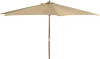 Holz Sonnenschirm 3m natur - Gartenschirm mit Seilzug - Marktschirm Schirm 300cm