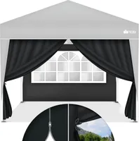 tillvex® 2X Seitenwand schwarz für Pavillon 3x3m & 3x6m | Faltpavillon Seitenteile wasserabweisend | Seitenfenster & Reißverschluss | Seitenwände für Gartenzelt Partyzelt