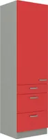 Küchen Hochschrank 60 Bianca Rot Hochglanz + Grau Küchenzeile Küchenblock Rose