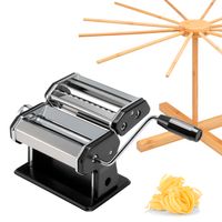 bremermann Nudelmaschine für Spaghetti, Pasta und Lasagne inkl. Nudeltrocker aus Bambus als Set, schwarz