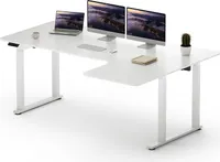 SANODESK Výškově nastavitelný stůl (180x110 cm) - výškově nastavitelný stůl ve tvaru L s duálním motorem, ovládání s pamětí (bílý)