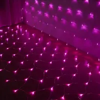 3X2M LED Lichternetz Lichtervorhang Innen Außen Party Garten Lichterkette Weihnachtsbeleuchtung, Pink