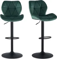 Clipop Barhocker 2er Set höhenverstellbar, drehbar Samt Barstuhl, Grün