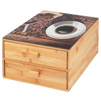 bremermann Kaffeekapsel-Box aus Bambus mit Dekor-Glasplatte | Teebeutel-Box