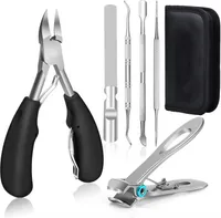 Profi Fußnagelzange Set, Super scharf Nagelzange für Dicken & Eingewachsenen Harten Fußnägel. Edelstahl Pediküre Knipser Nagelknipser.（Schwarz）