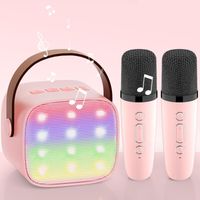 Bluetooth Karaoke Mikrofon Kabellos Handmikrofon mit LED-Lichte Tragbares Bluetooth Karaoke Maschine Rosa