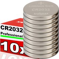 10er Pack CR2032 Lithium Hochleistungs- Batterie / 3V Knopfzelle für professionelle Anwendungen - Neuste Generation