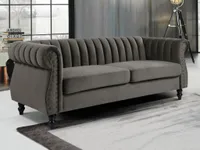 Chesterfield-Sofa - 3-Sitzer - Samt - Grau - TRUMBO
