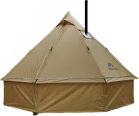 Campingzelt, Tipi-Thermozelt mit Herdanschlüssen, Pyramidenzelt für 2–4 Personen, Camping-Rucksackreisen, Braun
