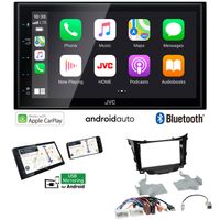JVC KW-M560BT 2-DIN Autoradio Apple CarPlay Android Auto Bluetooth Touchscreen mit Einbauset für Hyundai i30 ohne OEM Navi