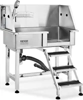 VEVOR Profesionálna vaňa na starostlivosť o psov 86 cm nerezová vaňa pre psov umývacia stanica pre psov max. 100 kg sprchovací systém pre psov umývací systém pre psov umývacia vaňa pre psov s ľavými dverami