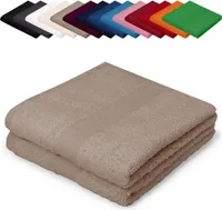 DOPPELPACK Saunatücher XXL 100x200 cm Saunalaken Strandtücher Saunahandtücher 100% Baumwolle Badelaken, Farbe: Beige
