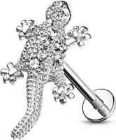 Labret Piercing Lippenpiercing Stab Gecko Eidechse Monroe Madonna Medusa Stecker Stud Zirkonia Kristalle Autiga® silber 1,2 mm 6 mm