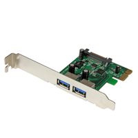 StarTech.com 2 Port PCI Express SuperSpeed USB 3.0 Schnittstellenkarte mit UASP - SATA Strom - PCIe - USB 3.2 Gen 1 (3.1 Gen 1) - Niedriges Profil - PCIe 2.0 - Grün - Metallisch - CE - FCC - TAA - REACH