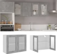vidaXL Hängeglasschrank Betongrau 80x31x60 cm Holzwerkstoff