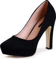 topschuhe24 1894 Damen Plateau Velours Pumps , Farbe:Schwarz, Größe:38 EU