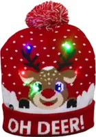 Weihnachtliche LED-Strickmütze, Komfortabel & Festlich, Rot - XBEANIE