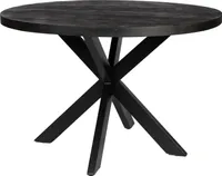 Zita Home EL - Esstisch - 100cm rund - schwarz - Massivholz Metall Kreuzbein