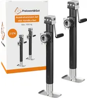 2x Kurbelstützen mit 1000kg Traglast – Klappbar von 57-95 cm, Ausdrehstützen mit Handkurbel für Anhänger und Wohnmobile