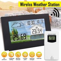 LCD Funk Wetterstation mit Touchscreen Farbdisplay, inkl. Außensensor, Wettervorhersage, Barometer, Thermometer Hygrometer, Funkuhr, Innen-Außentemperatur