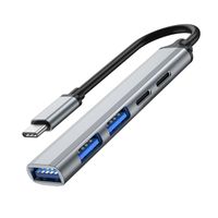 5-in-1-USB-C-Hub mit USB 2.0/3.0 USB-C PD 60W Silber