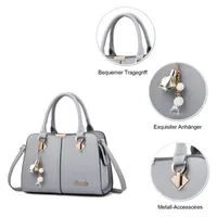 OKWISH Handtasche Damen Schultertasche Henkeltasche Schultertasche Umhängetasche Groß Handtasche Tragetasche Leder Crossbody Bag ​Geschenke Grau