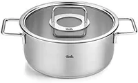 Fissler Pure Collection / Edelstahl-Bratentopf (Ø 24 cm, 3,9L) Töpfe inkl. Glas-Deckel, Innen-Skalierung – Induktion